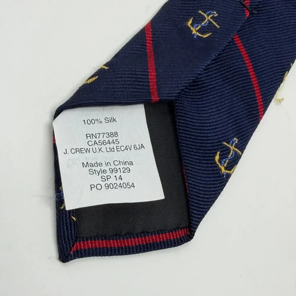 J.Crew Kids Silk Anchor Print Navy Red Tie